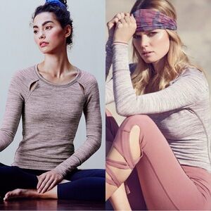 FREE PEOPLE Movement Space Dye Pink Cut Out Top Shirt